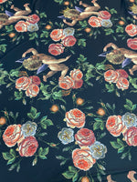 Vintage Cherub Floral Crepe Fabric by the Metre - Whotex Fabrics London