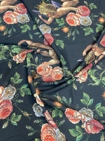 Vintage Cherub Floral Crepe Fabric by the Metre - Whotex Fabrics London