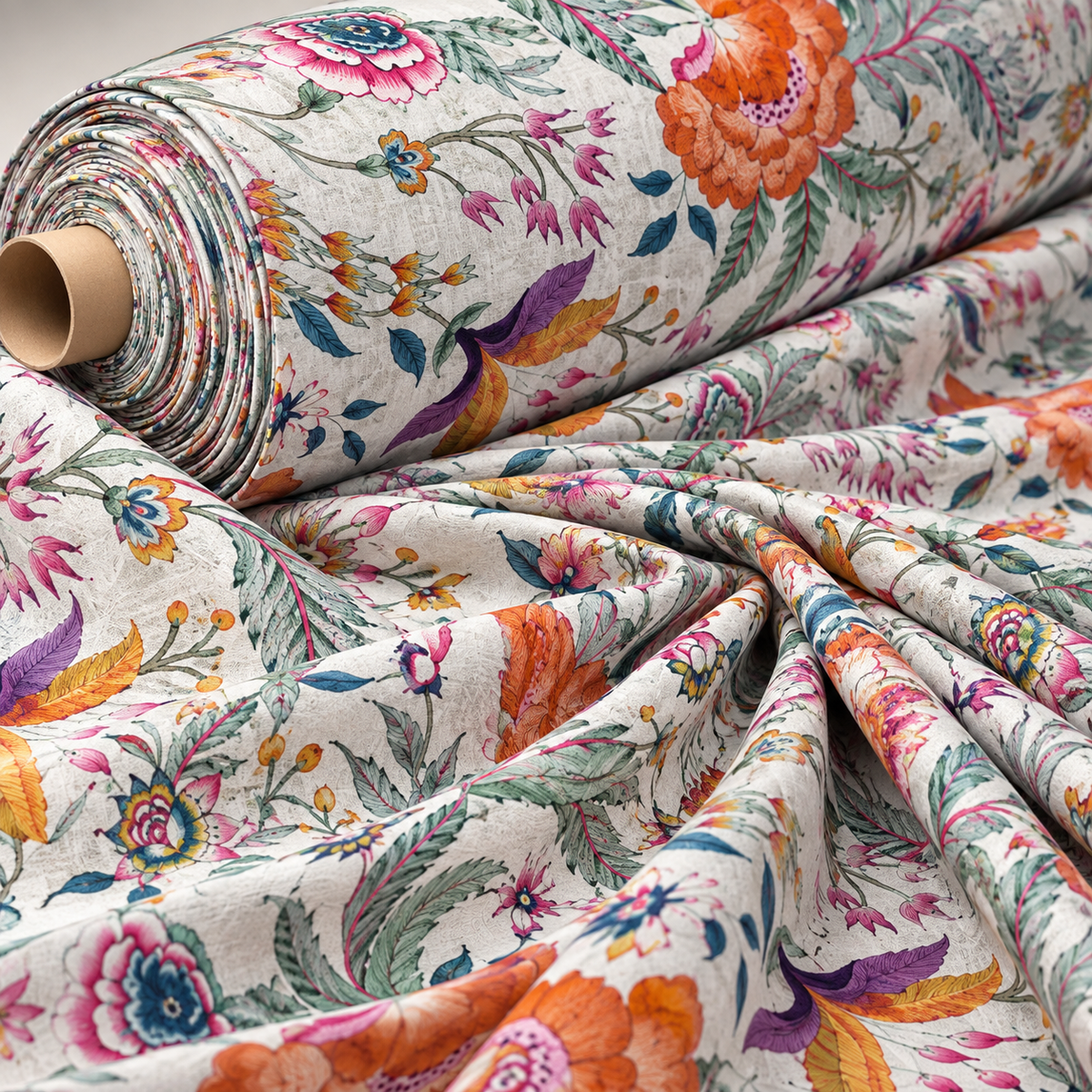 Vintage Floral Botanical Print Fabric by the Metre - Whotex Fabrics London