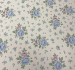 Vintage Floral Fabric – Blue & Lilac Rose Print - Whotex Fabrics London