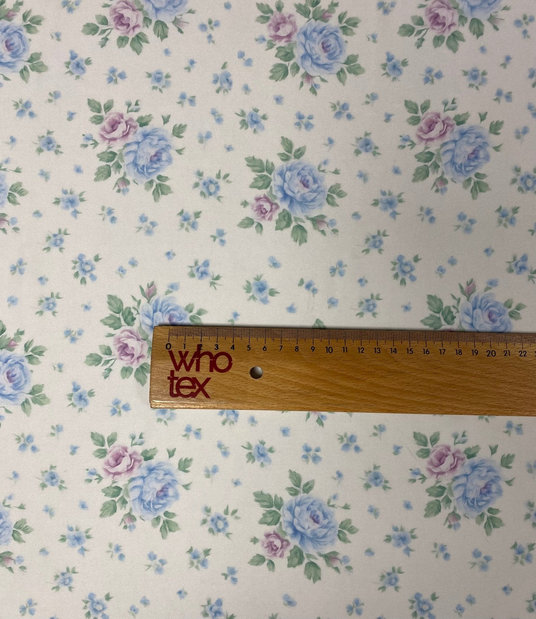 Vintage Floral Fabric – Blue & Lilac Rose Print - Whotex Fabrics London