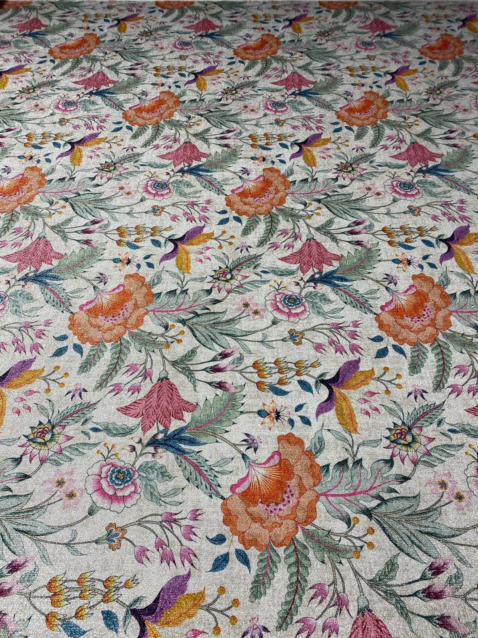 Vintage Floral Shimmer Lurex Fabric by the Metre - Whotex Fabrics London