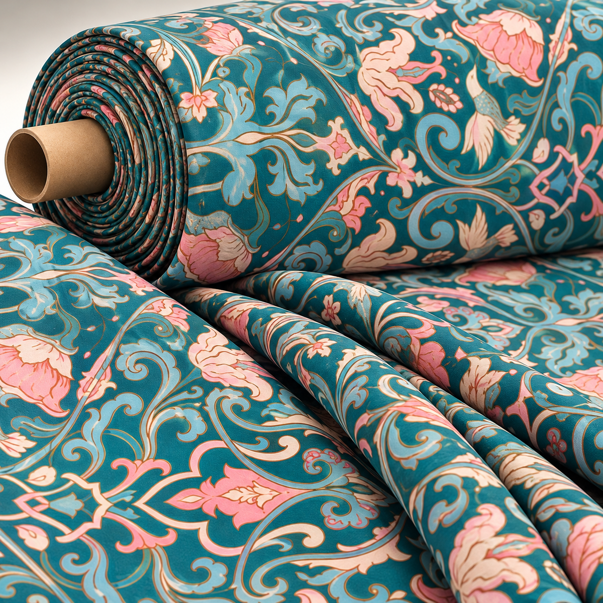 Vintage-Inspired Floral Fabric with Birds By Metre - Whotex Fabrics London