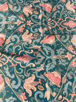 Vintage - Inspired Floral Fabric with Birds – Teal and Pink Ornate Design - Whotex Online Fabric Store