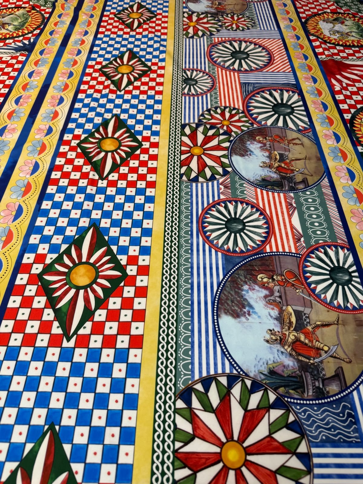 Vintage Mosaic Spandex Fabric by the Metre - Whotex Fabrics London
