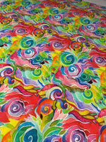 Vivid Watercolour Abstract Organic Cotton Poplin Fabric by the Metre - Whotex Fabrics London