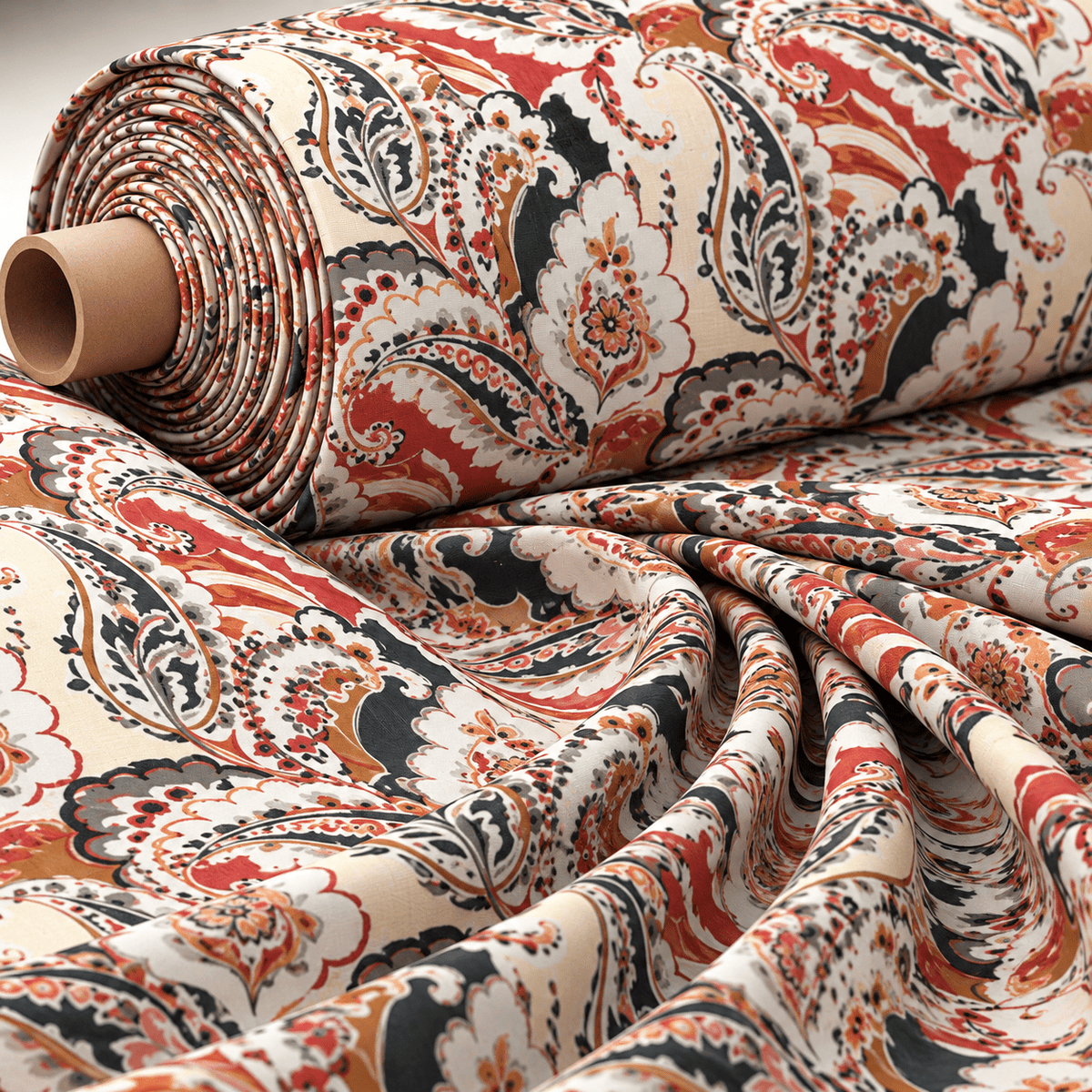 Warm Paisley Print Fabric - Whotex Fabrics London