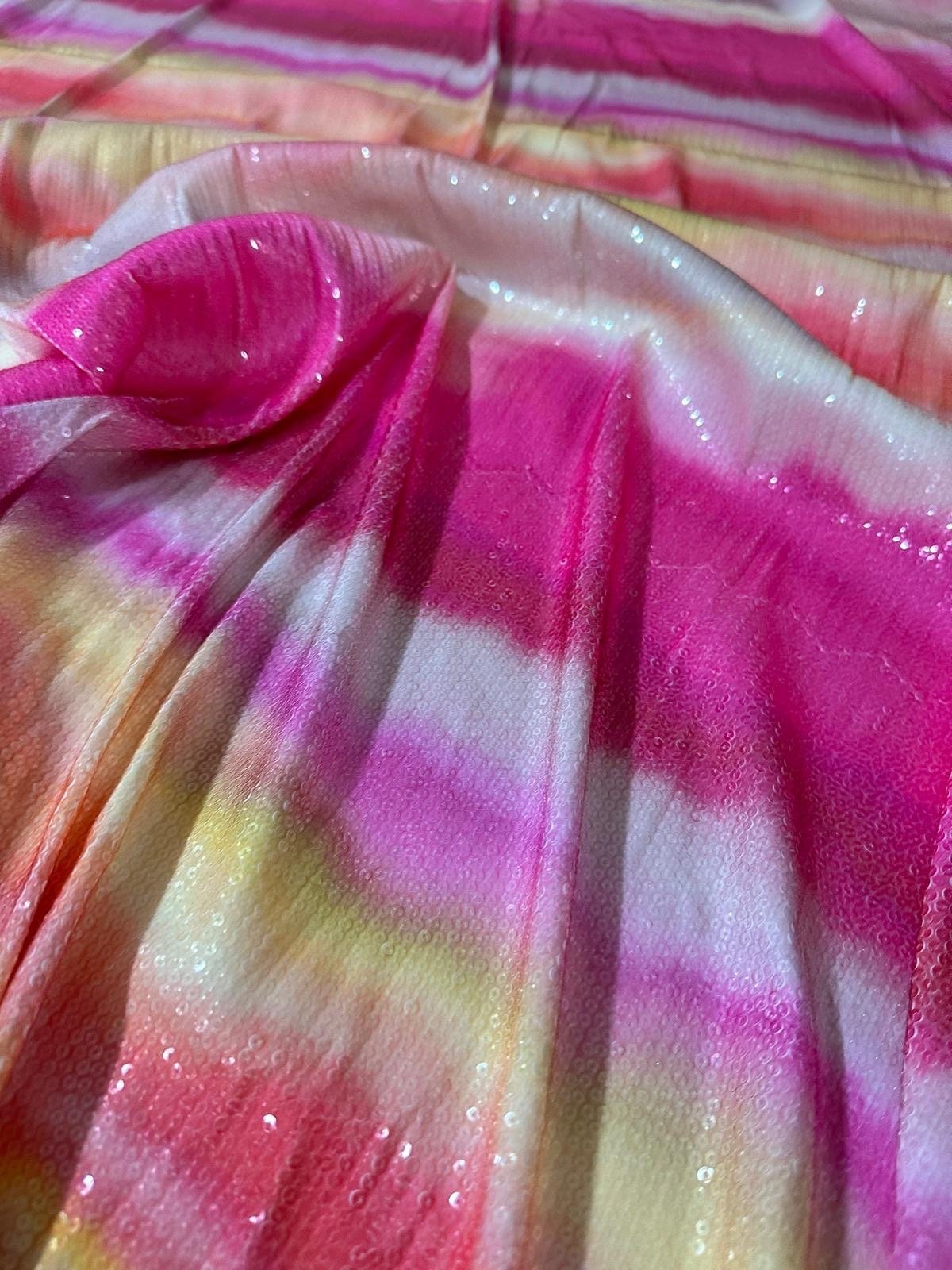 Wavy Pink Soft Color Sequin Fabric, 2 - Way Stretch Sequin Fabric By The Yard - Whotex Online Fabric Store