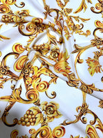 White And Gold Baroque Print Fabric - Whotex Online Fabric Store