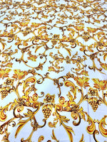 White And Gold Baroque Print Fabric - Whotex Online Fabric Store