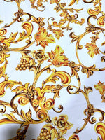 White And Gold Baroque Print Fabric - Whotex Online Fabric Store