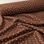 White Polka Dot Fabric on Brown Stretch Scuba Fabric by the Metre - Whotex Fabrics London