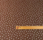 White Polka Dot Fabric on Brown Stretch Scuba Fabric by the Metre - Whotex Fabrics London