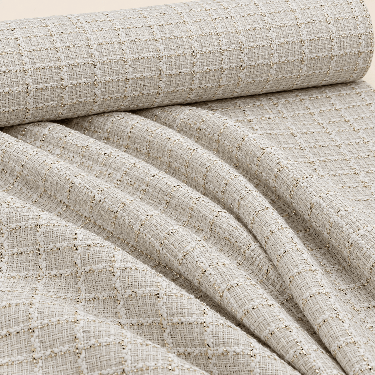 White Wool Tweed Fabric – Checked Glitter Suiting by the Metre - Whotex Fabrics London