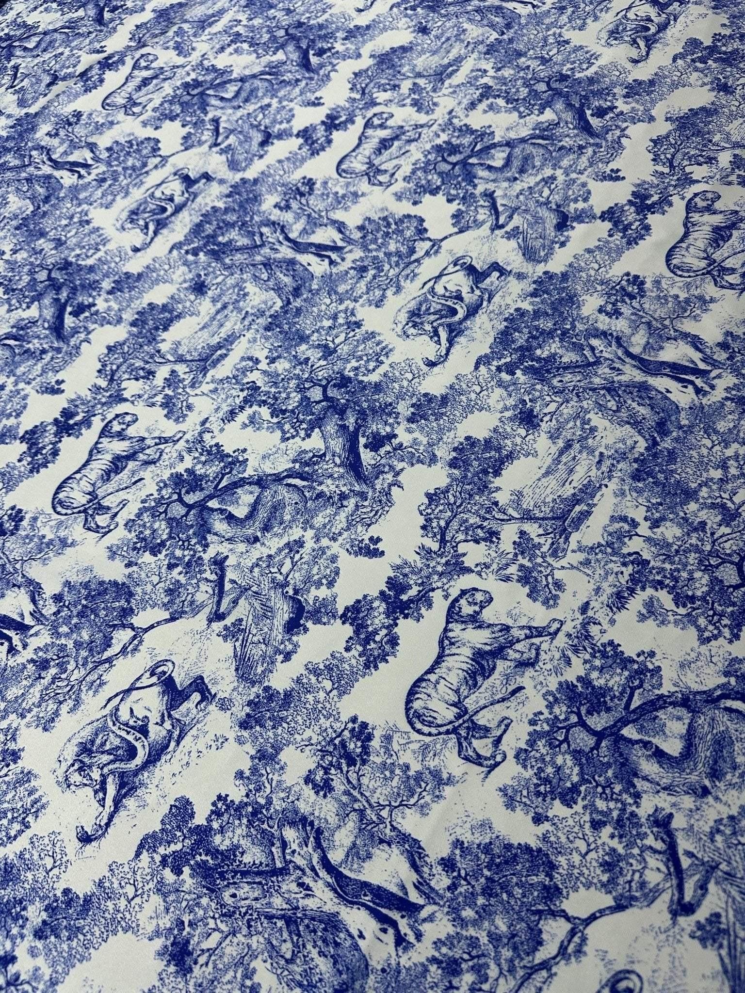 Blue Wild Forest Pattern Fabric – Custom Printed Fabric, Choose ...