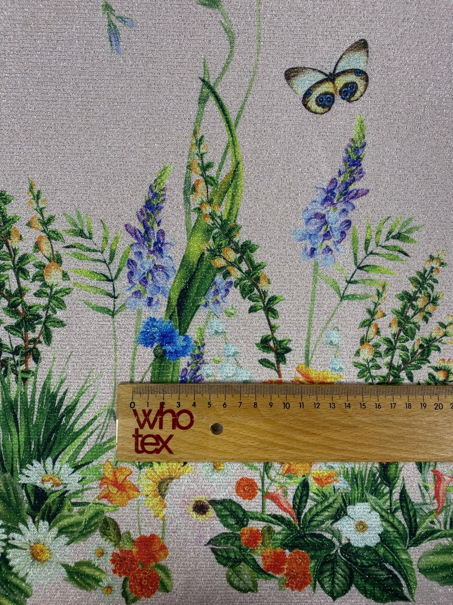 Wildflower Lurex Fabric by the Metre - Whotex Fabrics London