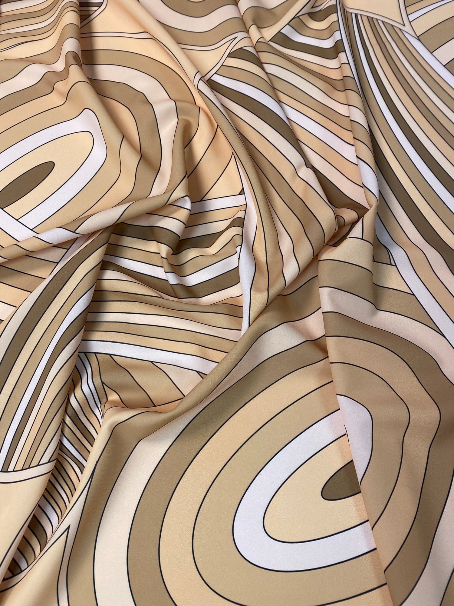 Yellow Retro Geometric Abstract Print Fabric by the Metre - Whotex Fabrics London