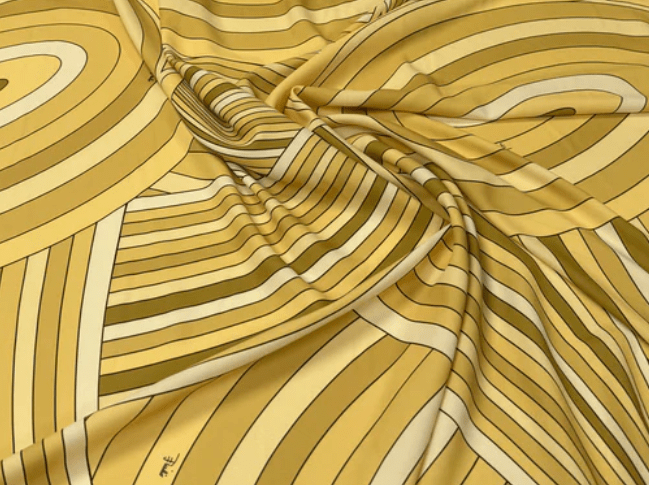 Yellow Retro Swirl Fabric – Geometric Abstract Print by the Metre - Whotex Fabrics London