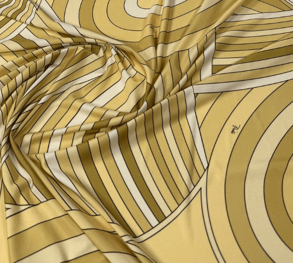 Yellow Retro Swirl Fabric – Geometric Abstract Print by the Metre - Whotex Fabrics London
