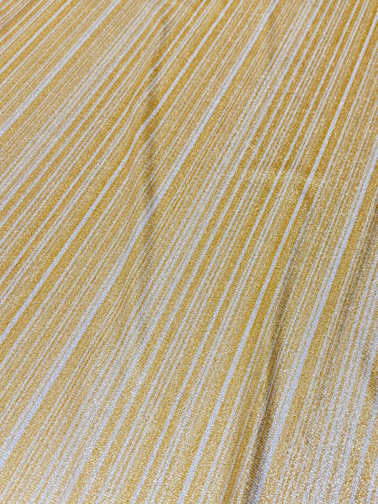 Yellow Striped Lurex Fabric by the Metre - Whotex Fabrics London