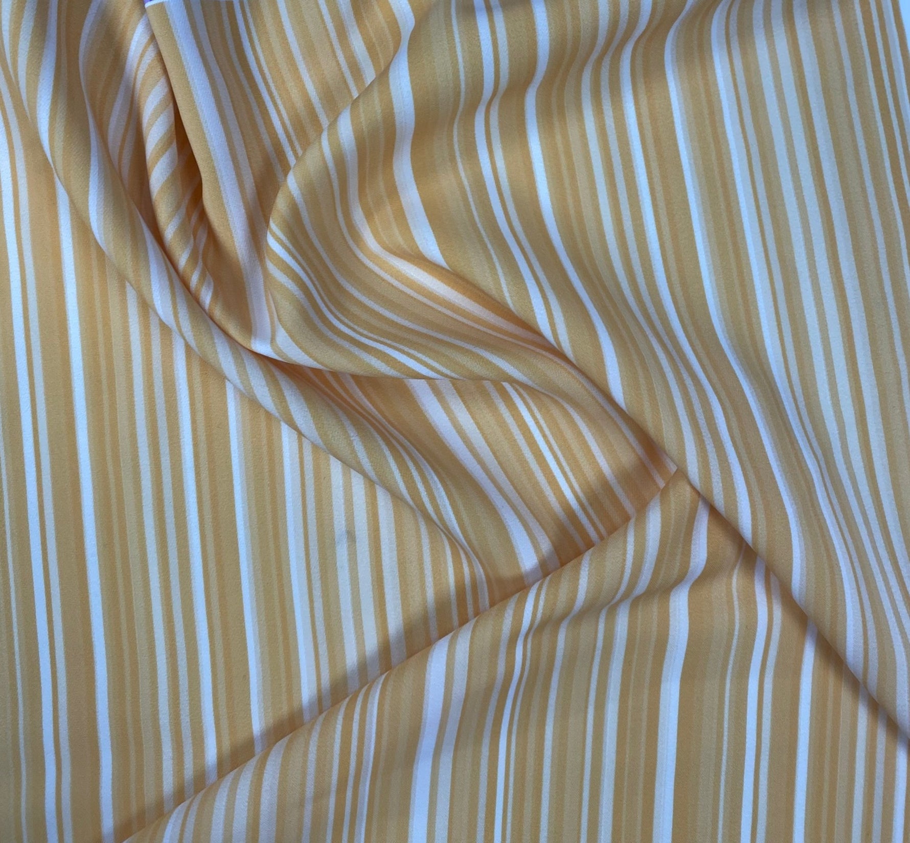 Yellow White Striped Fabric by the Metre - Whotex Fabrics London