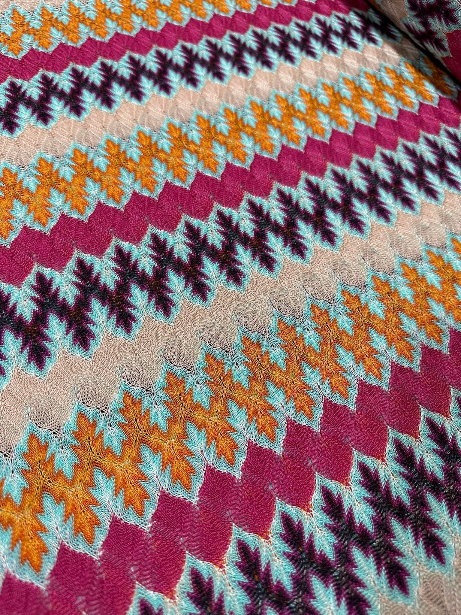 Zigzag Knit Jersey fabric, luxury fabric, italian Fabric, dress, swimwear, pareo, shirt, craft, blouse, Multicolor color Chevron Fabric - Whotex Online Fabric Store