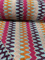 Zigzag Knit Jersey fabric, luxury fabric, italian Fabric, dress, swimwear, pareo, shirt, craft, blouse, Multicolor color Chevron Fabric - Whotex Online Fabric Store