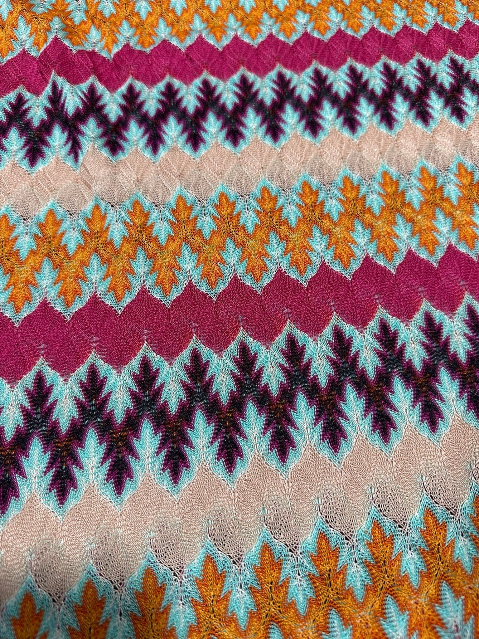 Zigzag Knit Jersey fabric, luxury fabric, italian Fabric, dress, swimwear, pareo, shirt, craft, blouse, Multicolor color Chevron Fabric - Whotex Online Fabric Store
