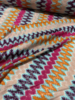Zigzag Knit Jersey fabric, luxury fabric, italian Fabric, dress, swimwear, pareo, shirt, craft, blouse, Multicolor color Chevron Fabric - Whotex Online Fabric Store