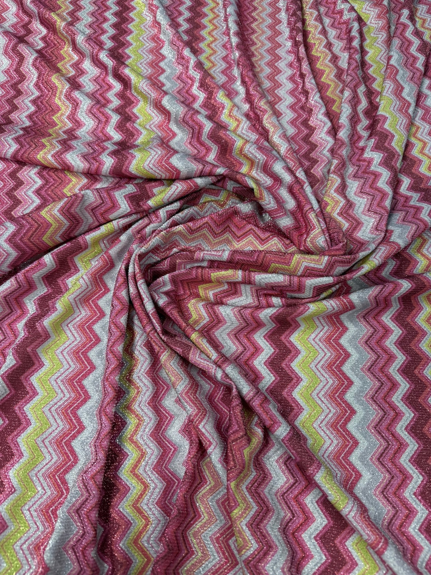Zigzag Lurex Knit Fabric - Whotex Fabrics London