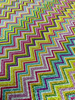 Zigzag Pattern Knit Fabric, Multicolor Shimmer Knited fabric, Dancewear, tights, craft, dress fabric, Evening Dress Fabric - Whotex Online Fabric Store
