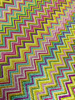 Zigzag Pattern Knit Fabric, Multicolor Shimmer Knited fabric, Dancewear, tights, craft, dress fabric, Evening Dress Fabric - Whotex Online Fabric Store
