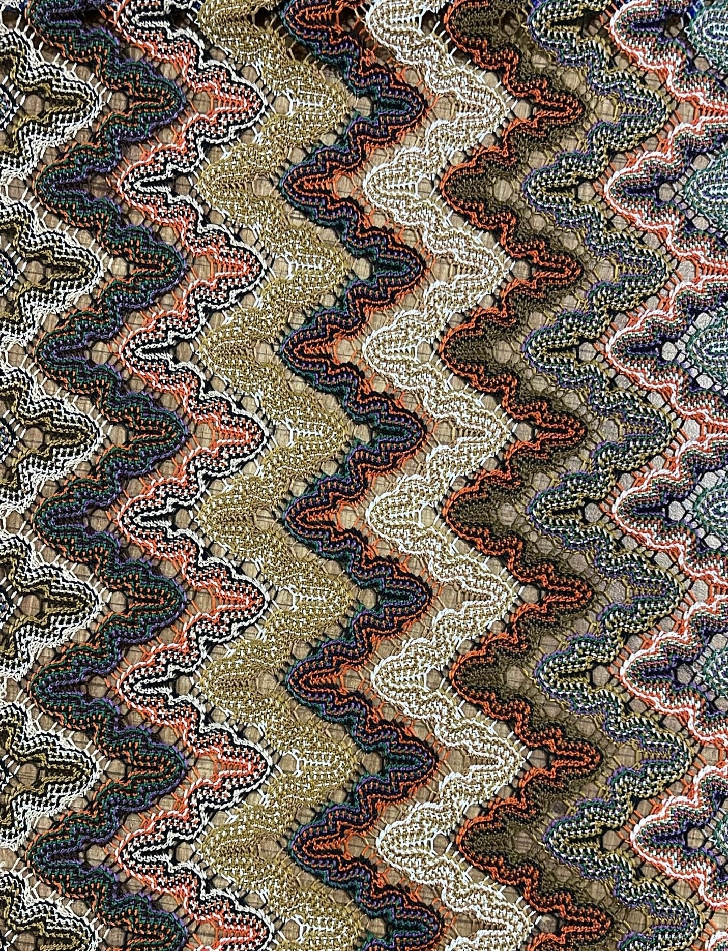 Zigzag Print Mesh Fabric – Lightweight Stretch Dress Material - Whotex Fabrics London